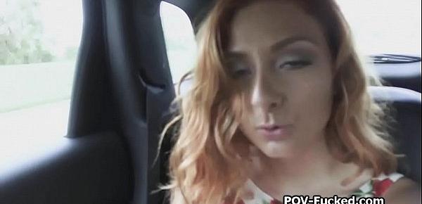  Backseat love making with redhead teen